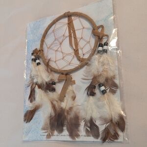 New Authentic Native American Dreamcatcher W Beads & Feathers 9.5"L